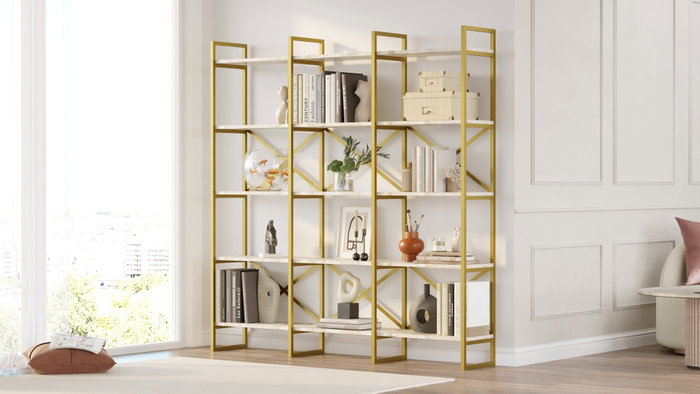 Hanah Home Vg6-Ge Estantería de Mármol Blanco y Dorado Hanah Home Vg6-Ge Estantería de Mármol Blanco y Dorado